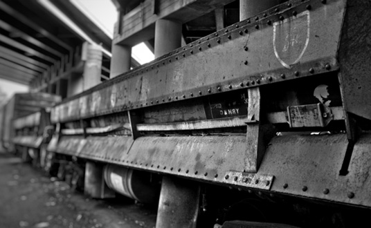 Black and White Photography of a Train